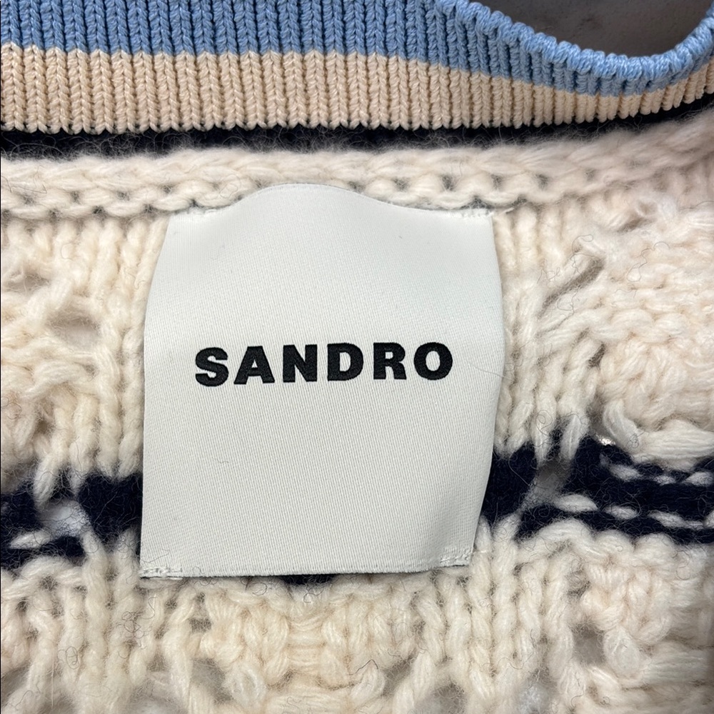 Sandro Ludvik Crocheted Logo Patch Women’s Cardigan Sweater size Large - Picture 11 of 15